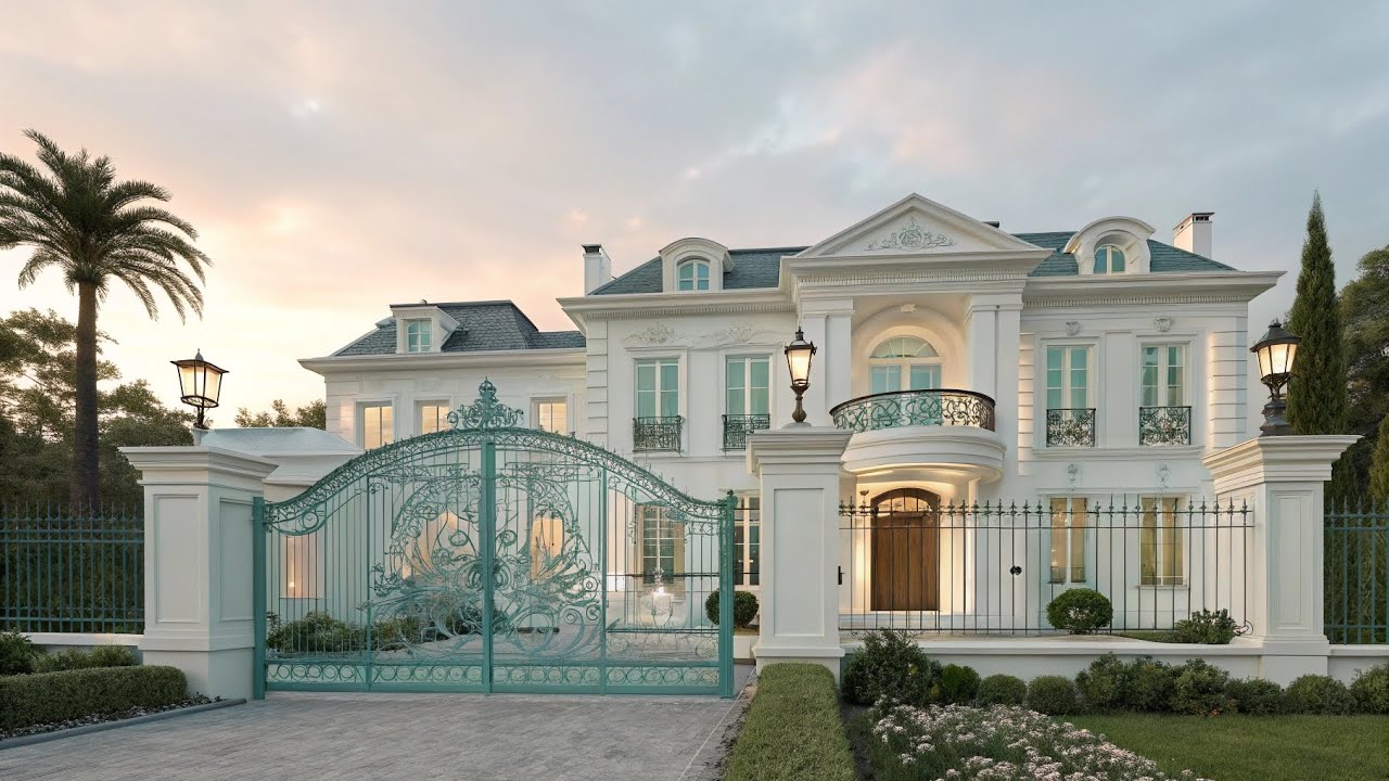🏰 Luxury🪴 White Mansion🌲 with Elegant Iron Gate | Mansion Diaries🌸🥀