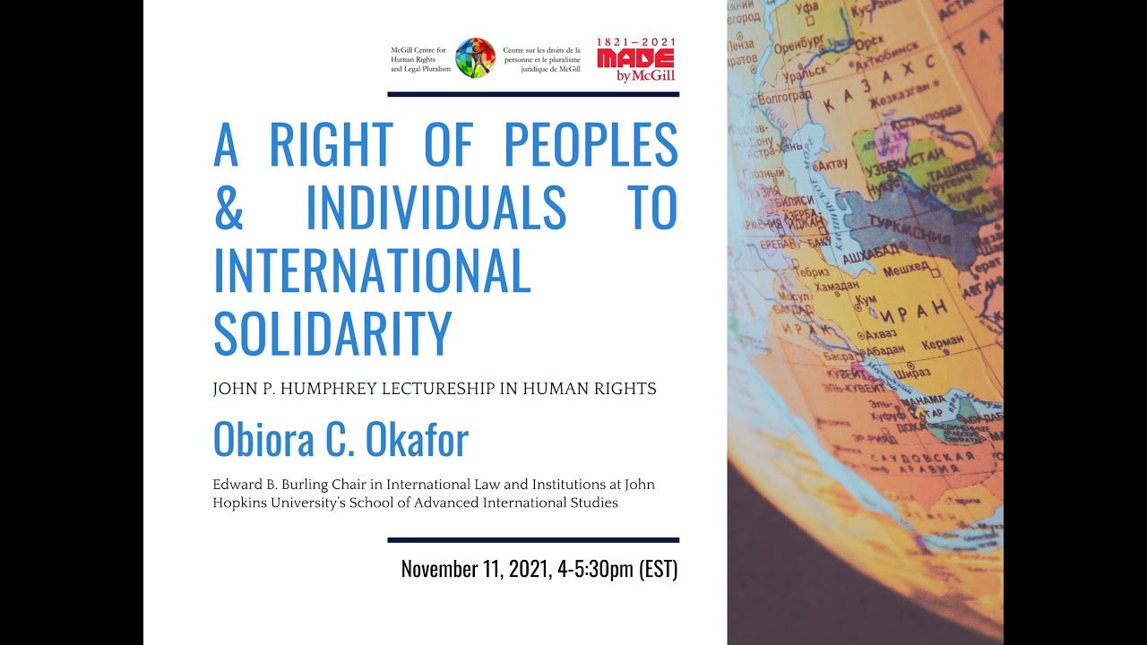 A Right of Peoples & Individuals to International Solidarity: Obiora C. Okafor