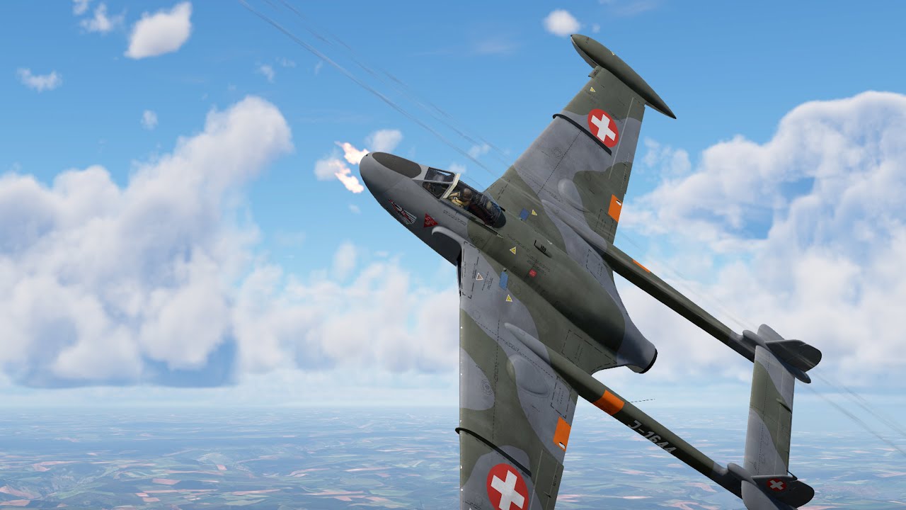War Thunder [SIM|VR] - Covering a Teammate (Venom FB.4 vs G.91 R/4 & CL-13B Sabre)