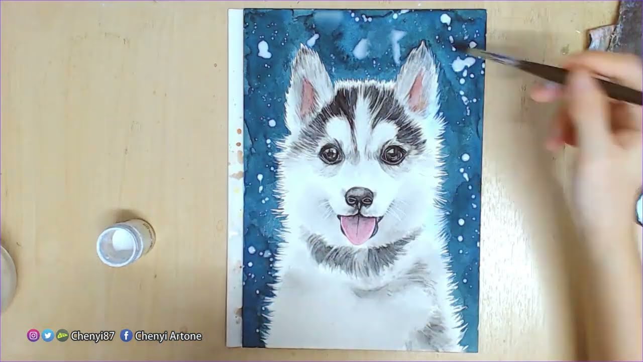 【WATERCOLOUR】A HUSKY DOG WATERCOLOR PAINTING