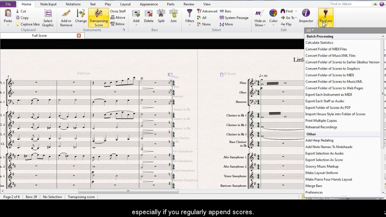 Sibelius Tutorial No. 10 Append Score