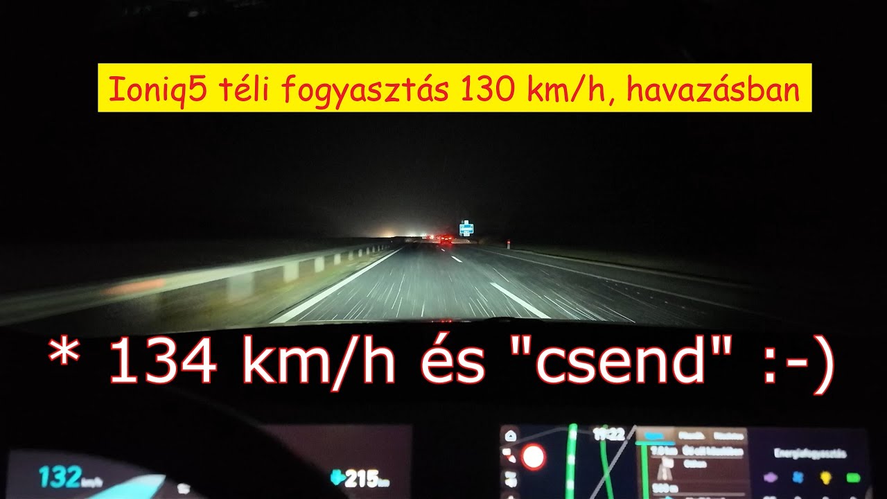 Hyundai Ioniq5⚡ fogyasztás  télen❄, havazásban 130 as tempóval.