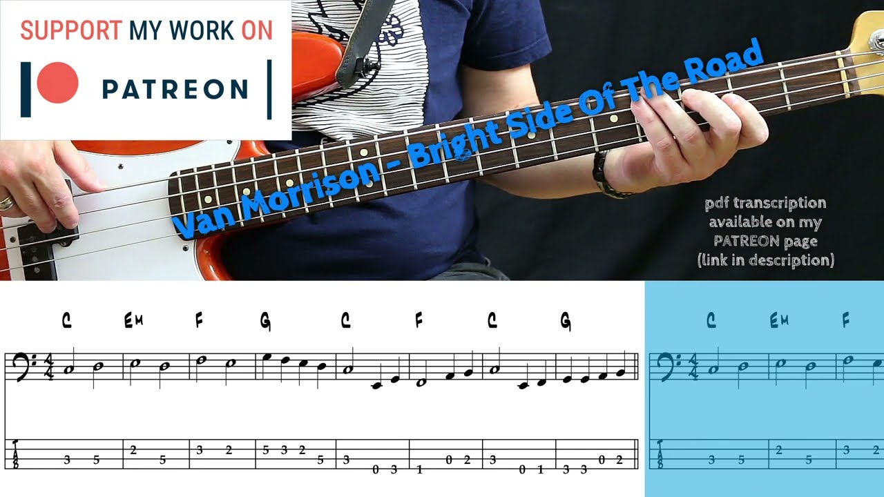 Van Morrison - Bright Side Of The Road (Bass cover with tabs)