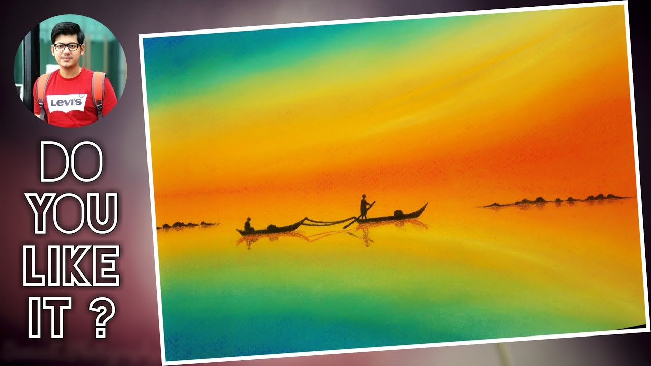 sunset scenery painting for beginners with soft pastel