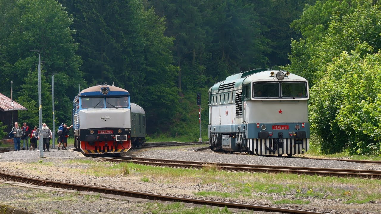 Praotec na zkušební jízdě a Baruna s Lužickohorským rychlíkem v Jedlové 2.6.2024