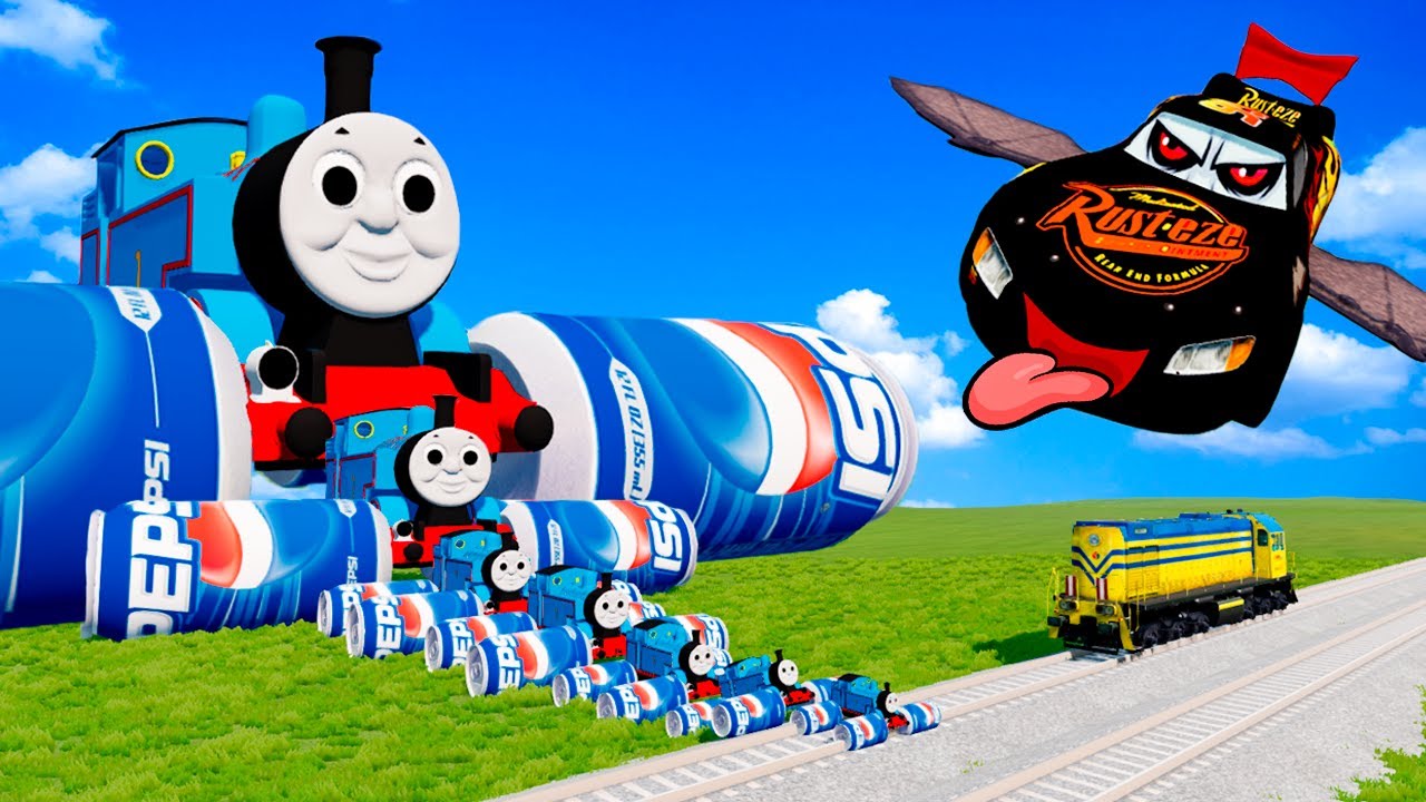 Big & Small Thomas the Tank Engine and Thomas Friend with vampire McQueen vs Train | BeamNG.Drive