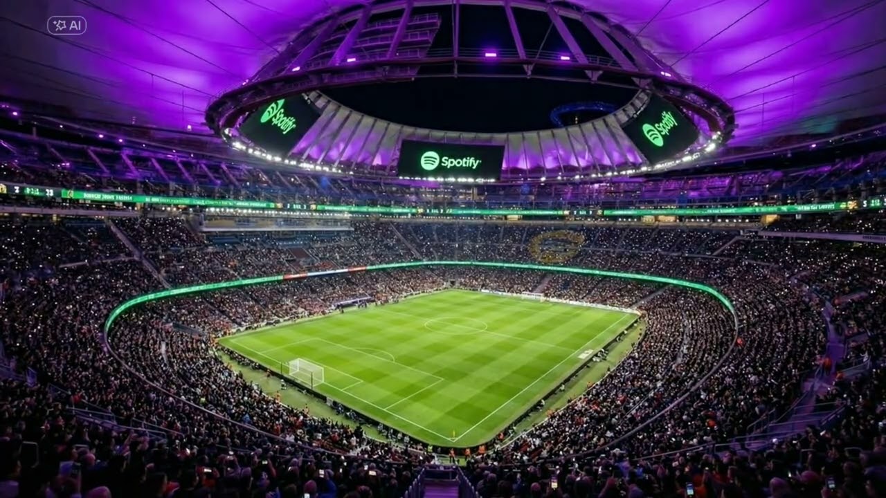 SPOTIFY CAMP NOU I CUBIERTA, PANTALLAS Y JUEGO DE LUCES I UN DIA DE PARTIT