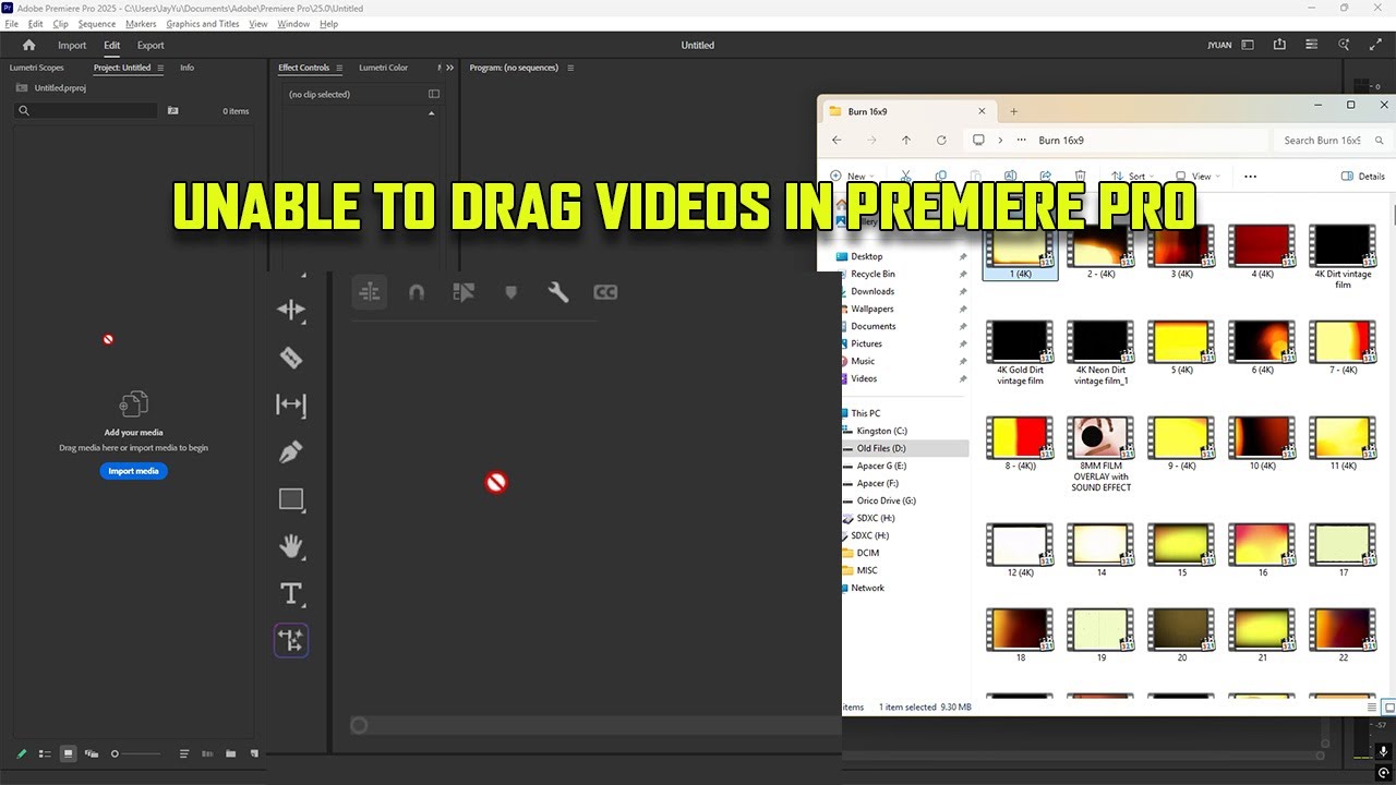 Unable to Drag Videos into the timeline in Premiere Pro 2025
