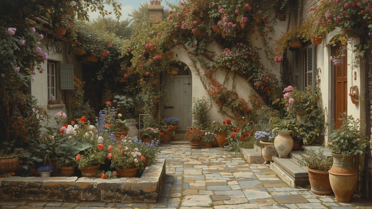 English Cottage Rose Garden Vintage Painting | Frame TV Art Display | 2-Hour Screensaver