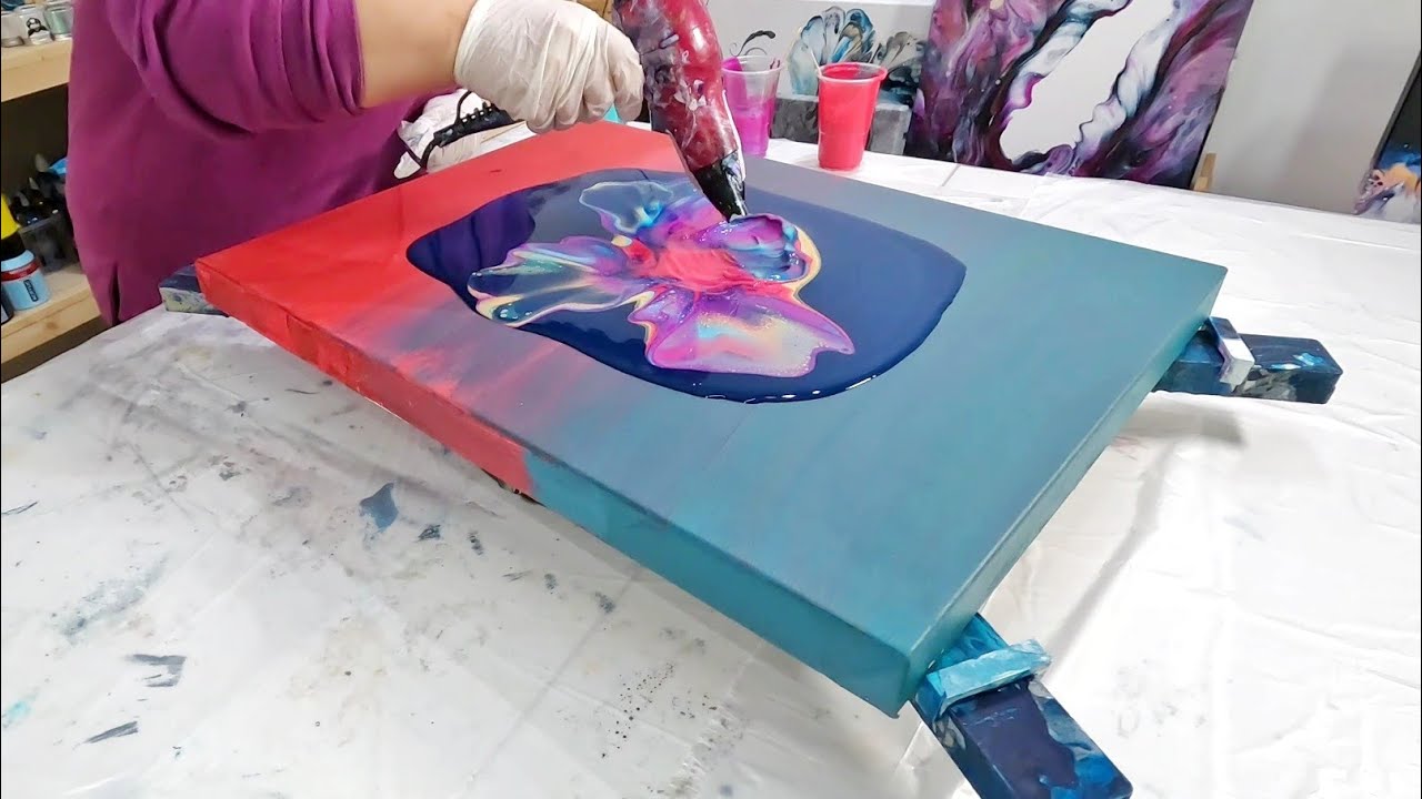 CELL EXPLOSION 💣 😳 Blowout and Spin / Fluid Acrylic Pour Painting
