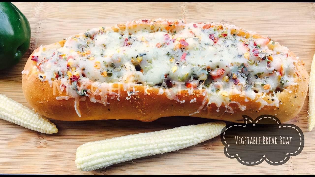Vegetable Bread Boat | Cheesy Baked Bread Boats | Healthy Snack Recipes by mychefathome