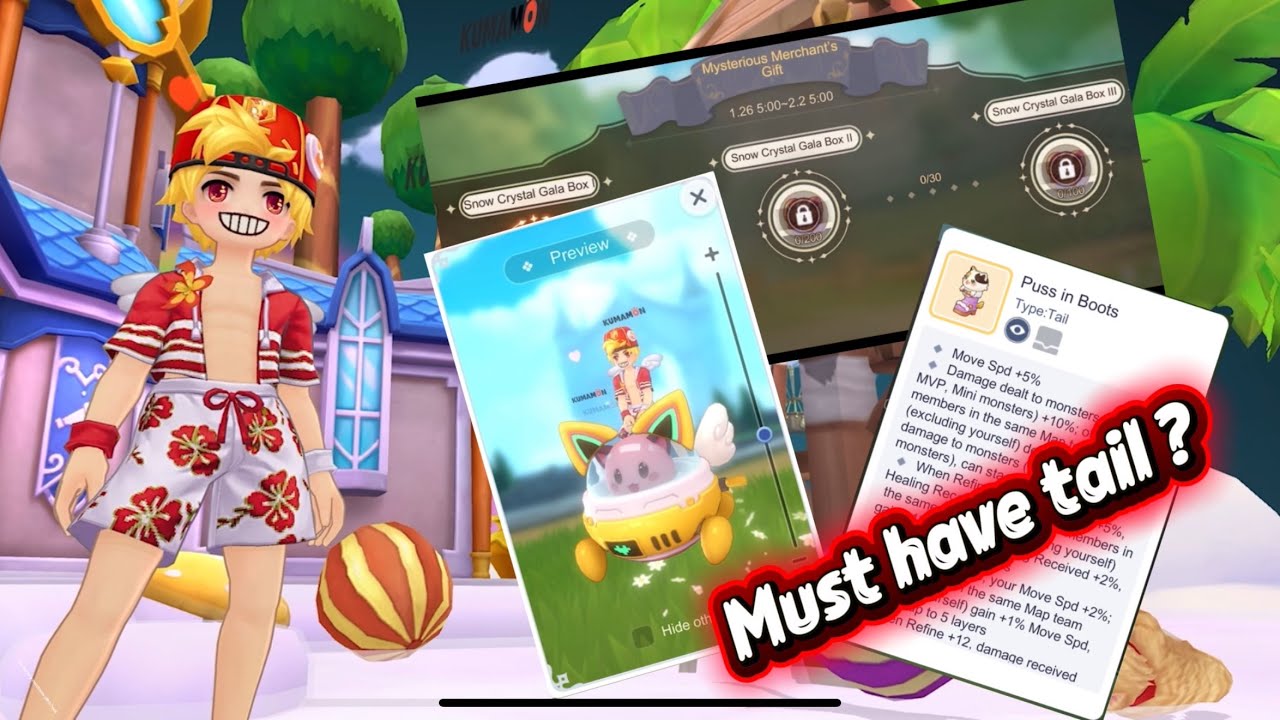 Ragnarok M Eternal Love -  Puss in Boots New Best Tail ‼️February Mysterious Merchants Gift Boxes 😃 