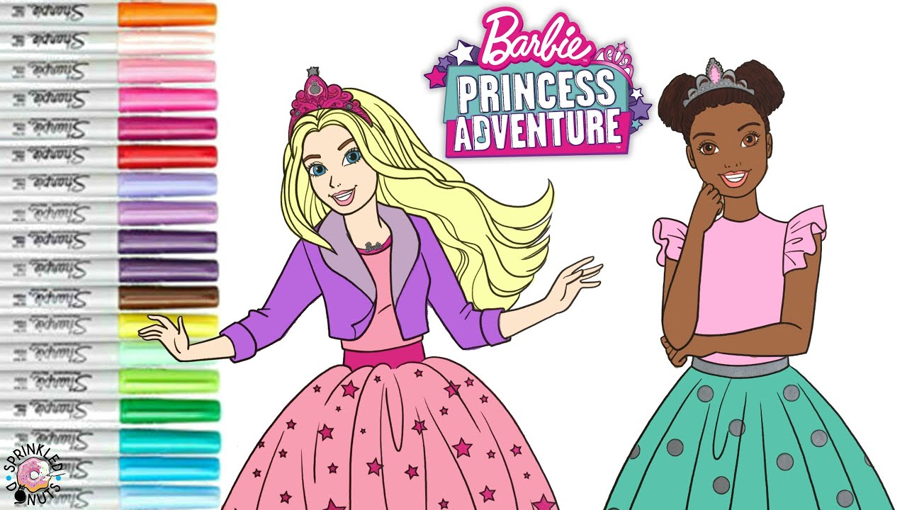 Barbie Princess Adventures Coloring Book Page Barbie and Nikki Princess Dress