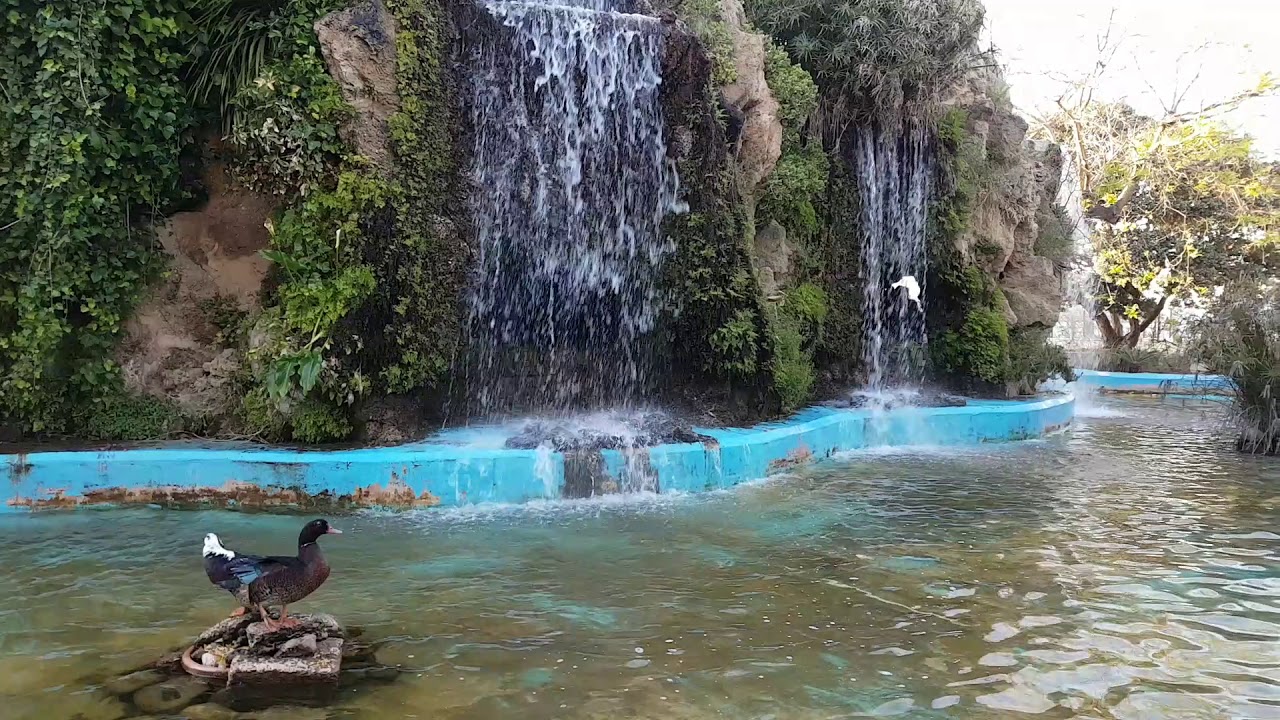 C&aacute;diz, Parque Genov&eacute;s, fuente, cascada, e interior de la gruta, 29 / 04 / 2018.