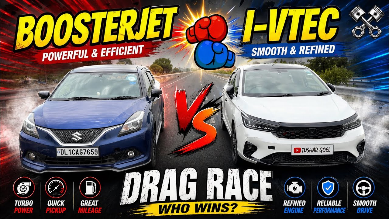 Honda City Vs Baleno Rs | sedan Vs Hot hatch | N.A Vs Turbo | 1.5 Vs 1.0 | DRAG RACE |