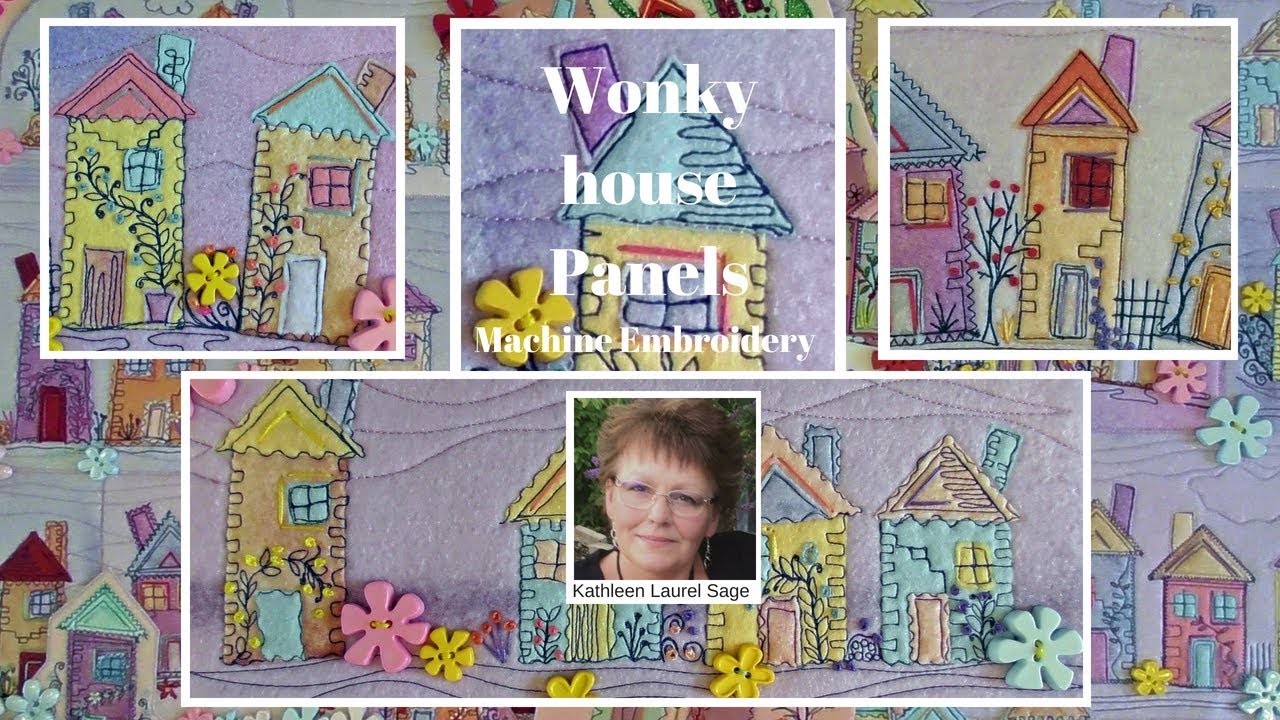Wonky House Panels- Machine embroidery