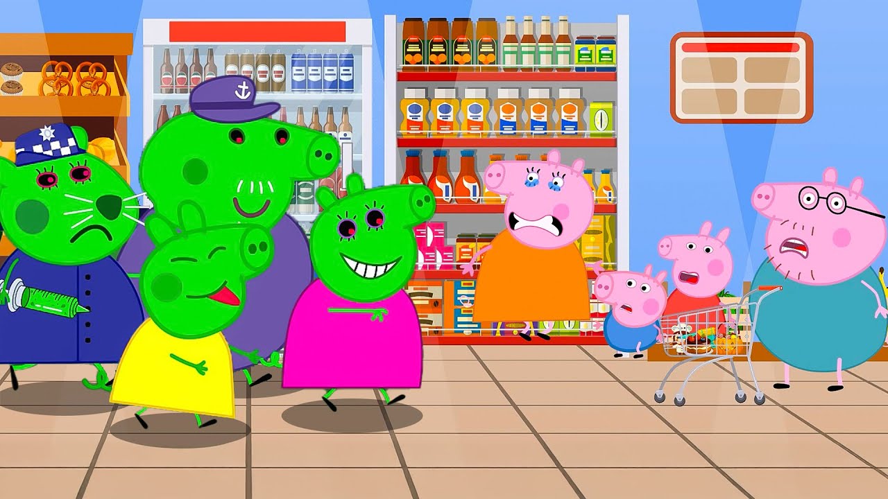 Peppa Pig vs Zombie At The Supermarket, Daddy Save Family!!! | Peppa Pig Funny Animation