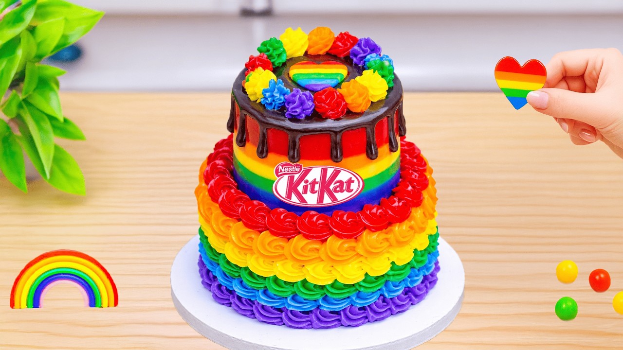 Mini Rainbow Chocolate Drip Cake 🌈Miniature Rainbow Buttercream Cake by Sweet Cakes