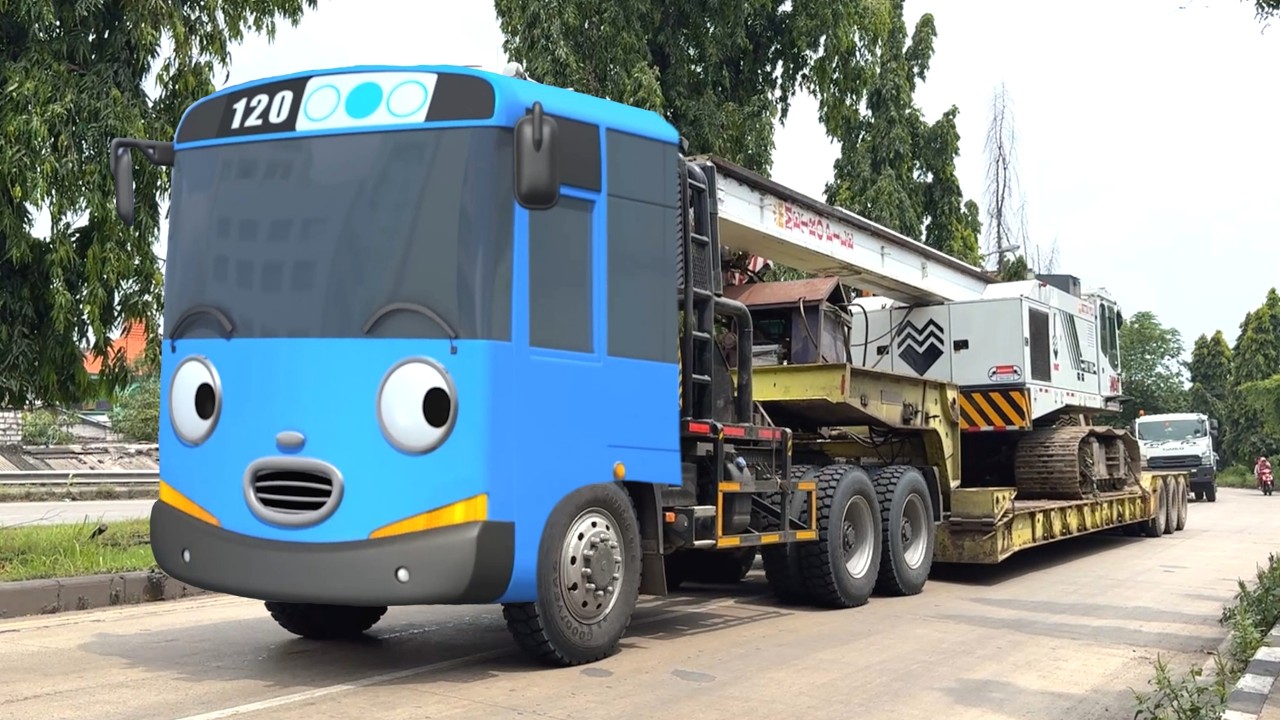 Wow Ada Truk Kontainer Besar, Truk Crane, Bus Telolet Basuri Mirip Tayo Dan Kawan Kawan