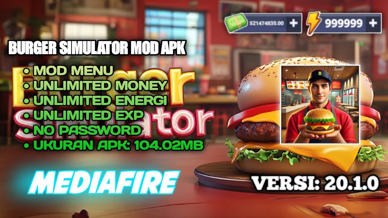 Cara Download Burger Simulator Mod Apk Versi 20.1.0 || mod game - burger simulator