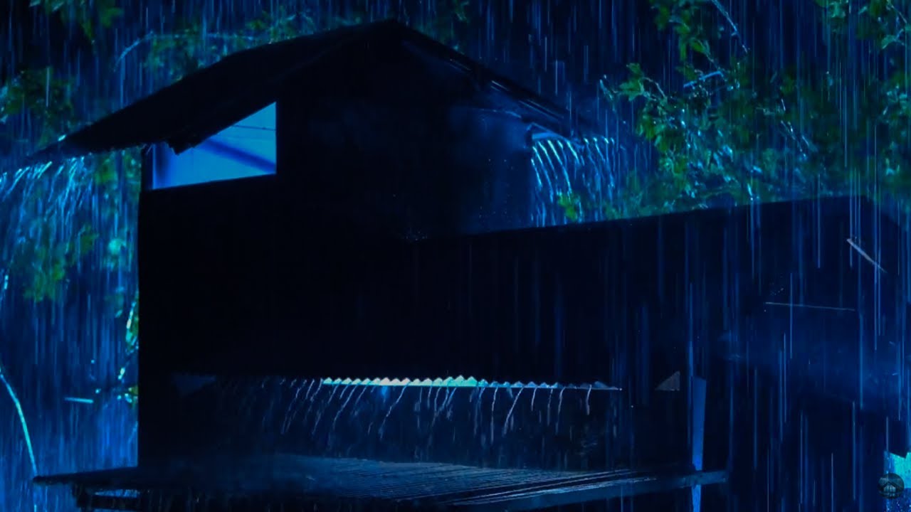 Fall into Sleep in Under 3 Minutes with Heavy Rain & Thunder on a Metal Roof of Farmhouse at Night