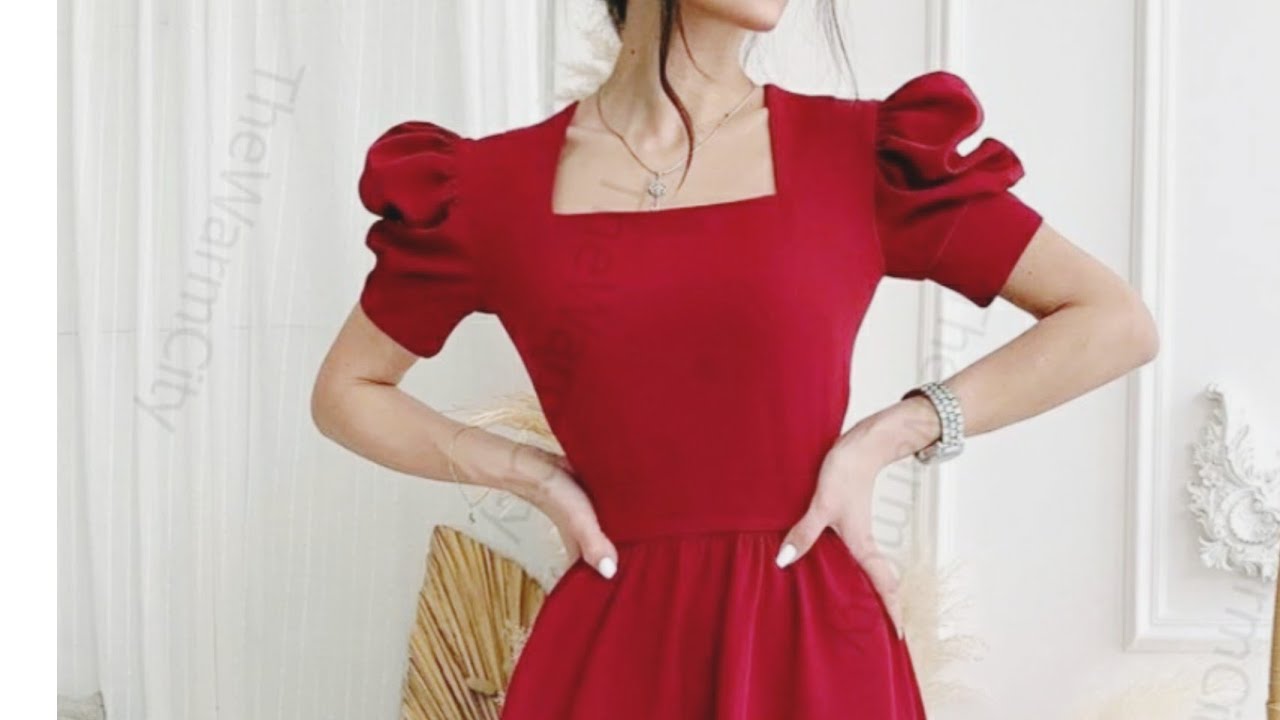 تفصيل✂️ فستان بكول مربع⭐ بدون بترون📏😘😘الجزء الأول⭐