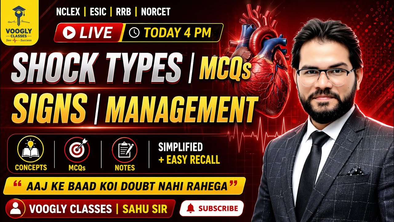 Shock ⚡ | RRB NS & NORCET Must-Know | Class 886 | Voogly MCI | Sahu Sir | Emergency + MS Nursing