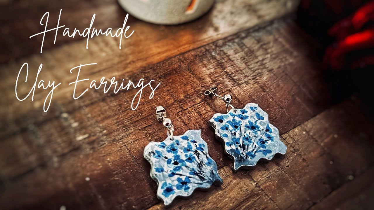 How I make Cute Polymer Clay Earrings with Acrylic paint Easy tutorial DIY Flowers Clay Jewellery