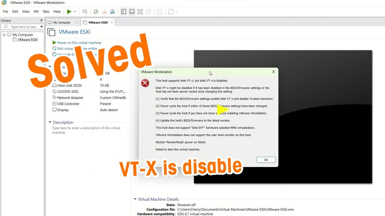 Intel VT-X, but intel vt-x is disable on VMWare ESXi | Msolved Tech
