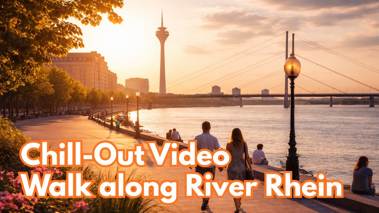 Soothing Sleep Video 🌊 Relaxing Düsseldorf Rhine Walk in Slow Motion (4K)