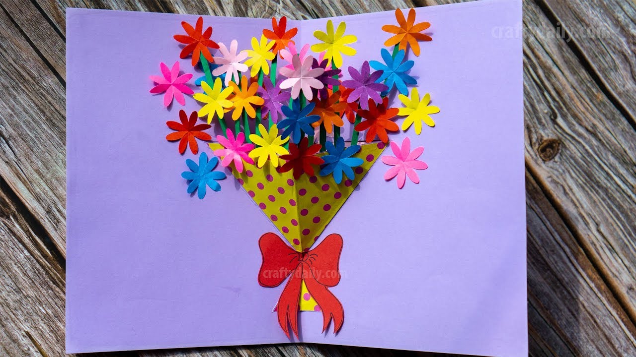Paper Flower Pop Up Card | Mother's Day Card | Flower Bouquet Pop up Card for Mother's Day
