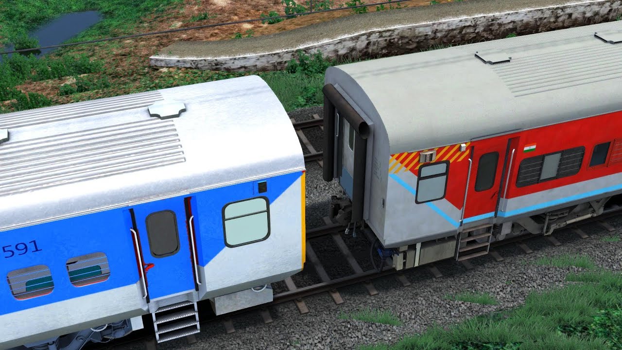 WAP-4 Coupling LHB BLUE COACHES TO RED COACHES | trains crossing for railways station
