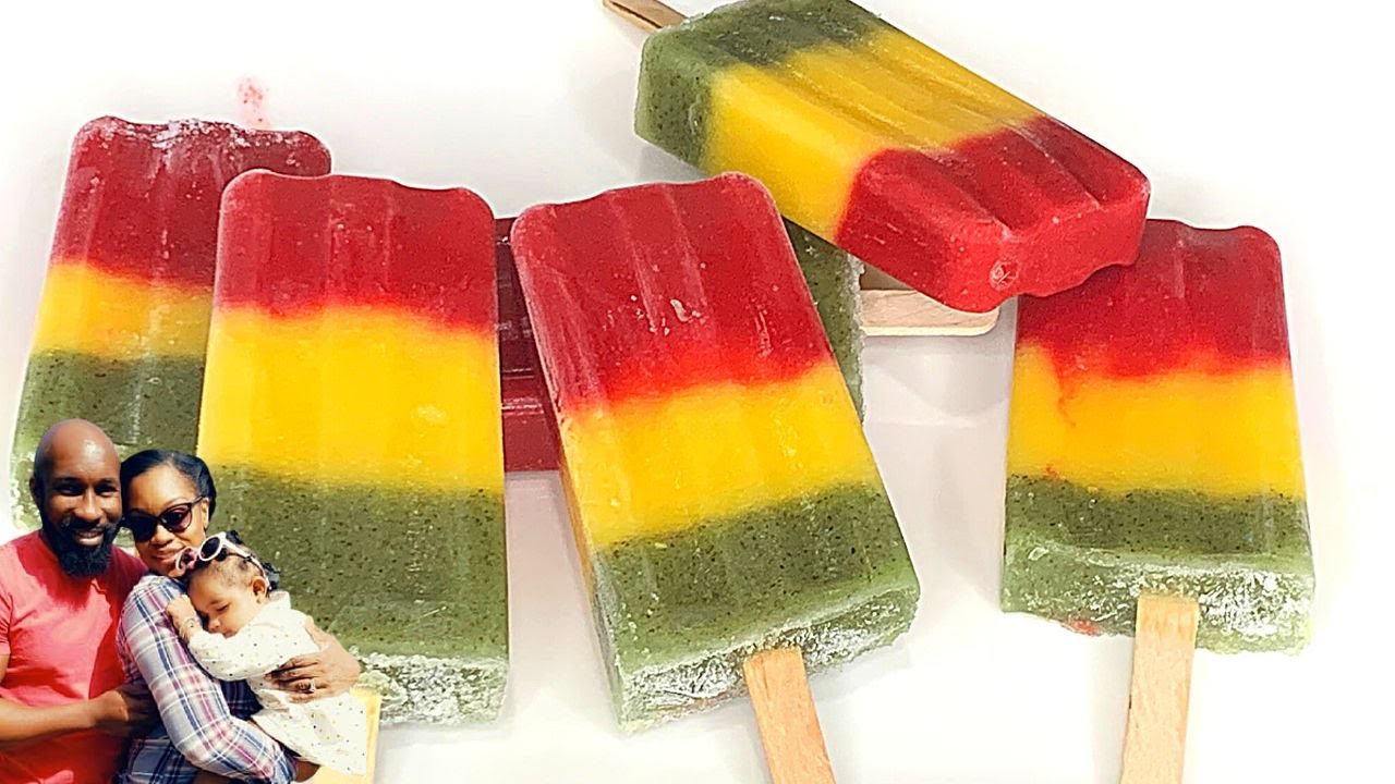 Fruit Popsicles:  All-Natural Rasta Colors Summer Frozen Treats