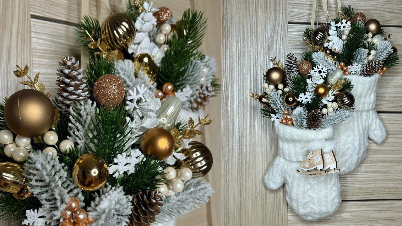 Новогодние варежки на дверь / Красивый новогодний ДЕКОР своими руками / Christmas decor DIY
