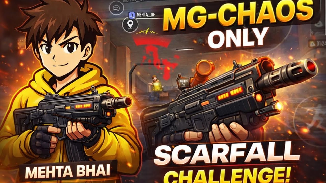SCARFALL ONLY MG CHAOS GUN Challenge 😱 | Mehta Bhai OP Gameplay @DrsBaghi | Hindi dubbed