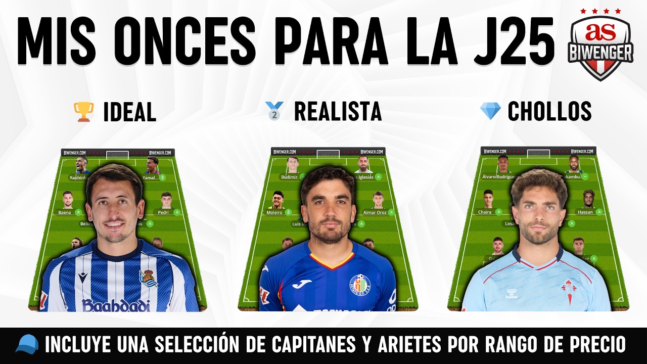 🏆 Jornada 25: Once Ideal, Realista y de Chollos + Picks de Capit&aacute;n y Ariete | Biwenger 25/26