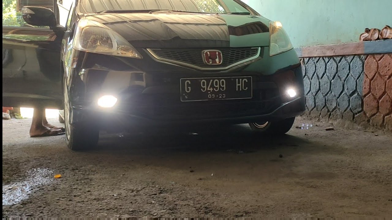 pasang foglamp DRL pada Honda jazz