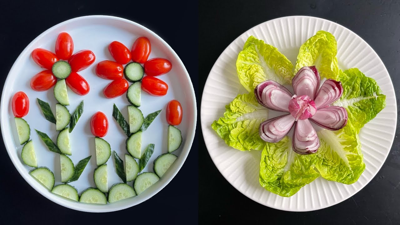 2 Beautiful Salad Decoration /Gaye Holud’s Plate Decoration / Easy Salad Art / Salad carving Garnish
