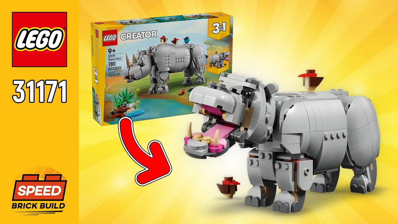 LEGO Creator Hippo (31171) from Wild Animals: Majestic Rhino with Birds | Alternate Build | SBB