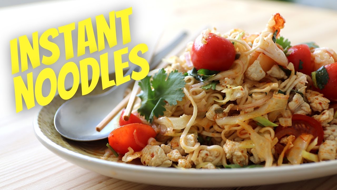 Instant Noodle Salad - Yum Mama Salad With Prawns & Chicken