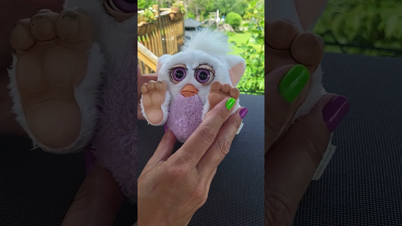 2005 Furby Baby 59961 Emoto Tronic Tiger White Pink Works