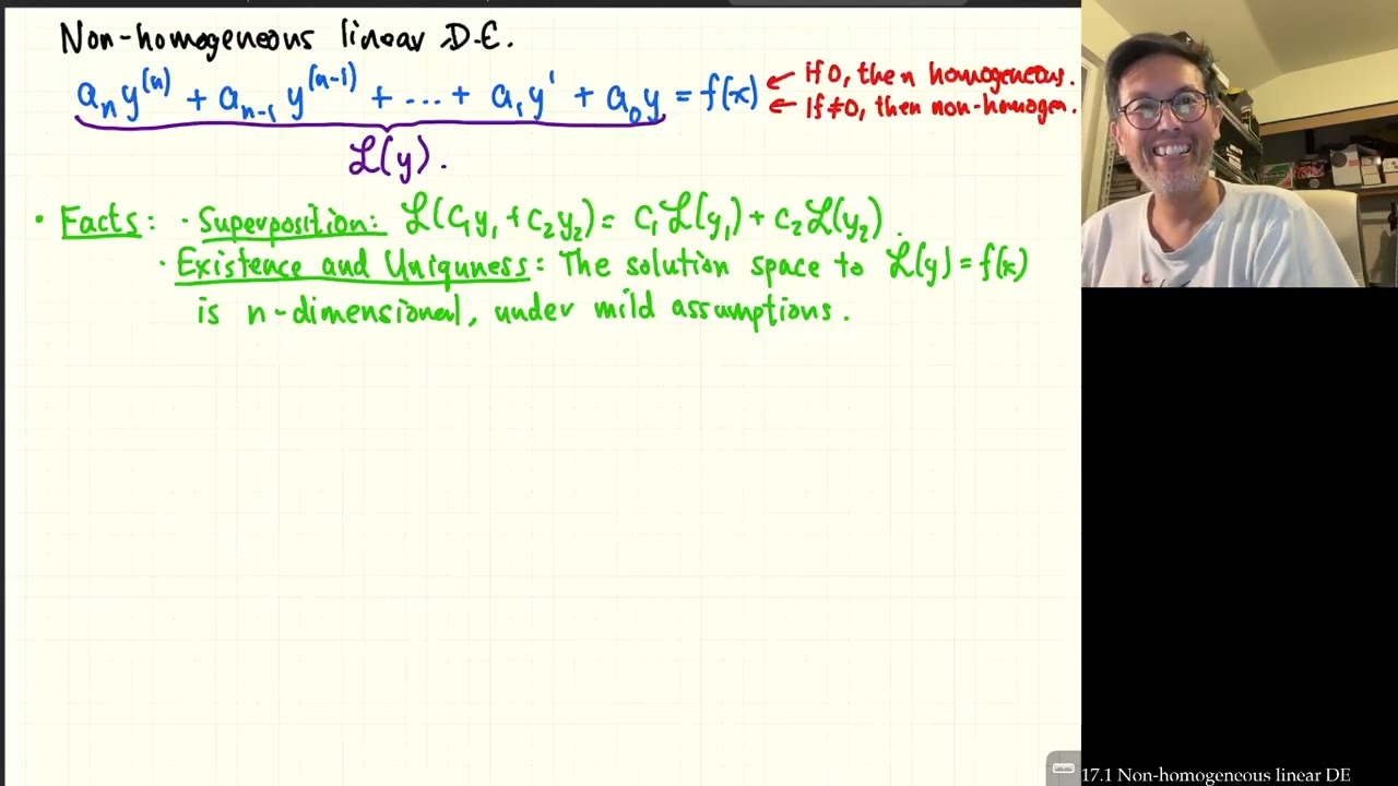 17.1 Non homogeneous Linear Differential Equations
