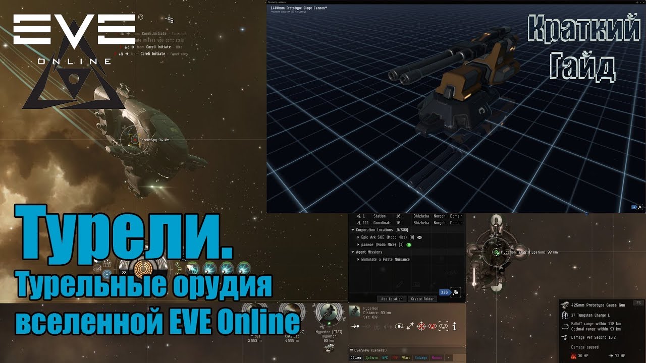 Eve online - Турельное вооружение. Особенности расчета наносимого урона и шанса попадания