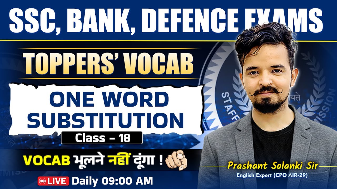 Vocab Batch 📚 Class 18 | One Word Substitution | For All EXAMS | By Prashant Sir #vocabulary
