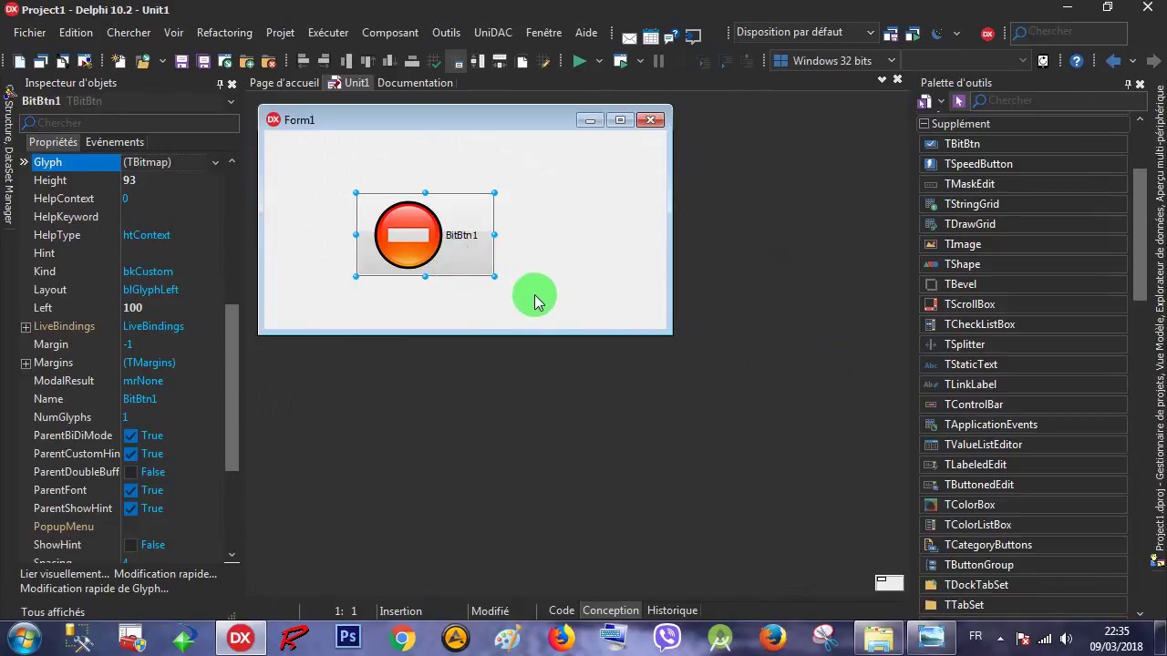 Rad Studio Delphi 018 BitBtn - 002 Glyph-Layout-Spacing
