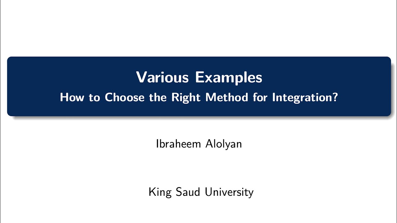 Math 106 (Various Examples of Integration 1)