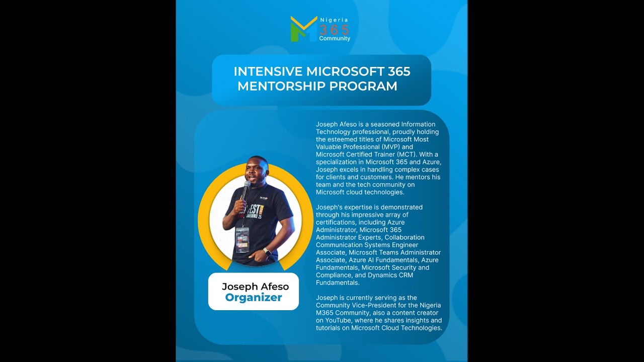 Nigeria M365 Mentorship Program 2026| Intro to Microsoft Teams & Administration part 2| Joseph Afeso