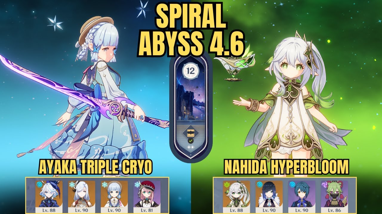 C2 Ayaka Freeze & C2 Nahida Yelan Hyperbloom | Spiral Abyss Floor 12 v4.6 | Genshin Impact