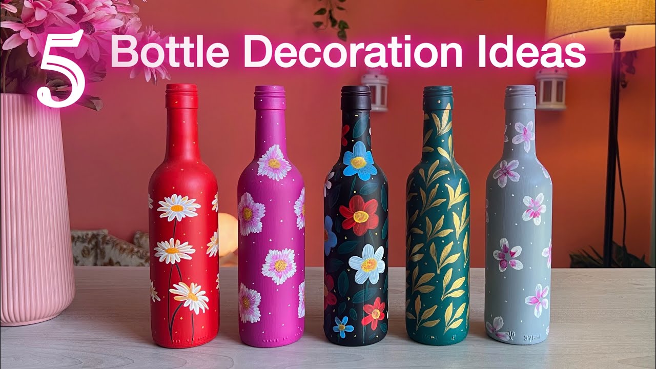 DIY Bottle Art | Simple Glass Bottle Painting Ideas | Easy Bottle Art for Stress Relief
