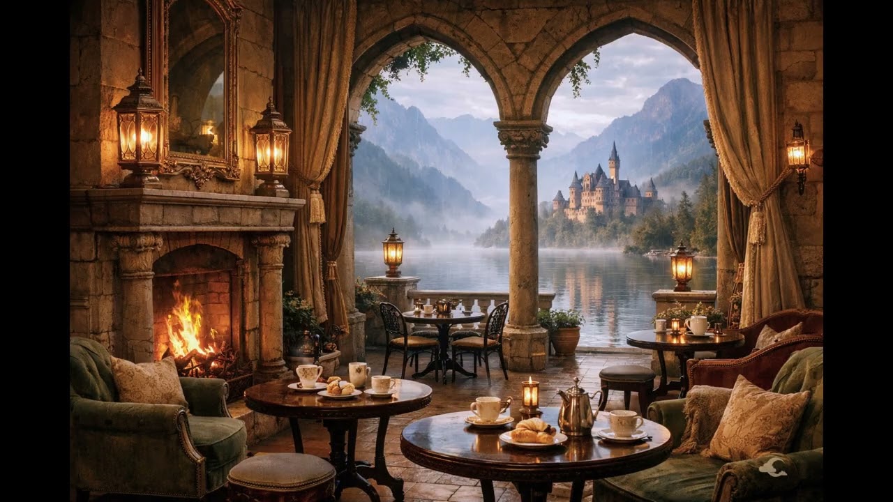 Celtic Castle Café Music 🏰 Enchanting Celtic Instrumental Music & Cozy Fireplace Dreamy Ambience,